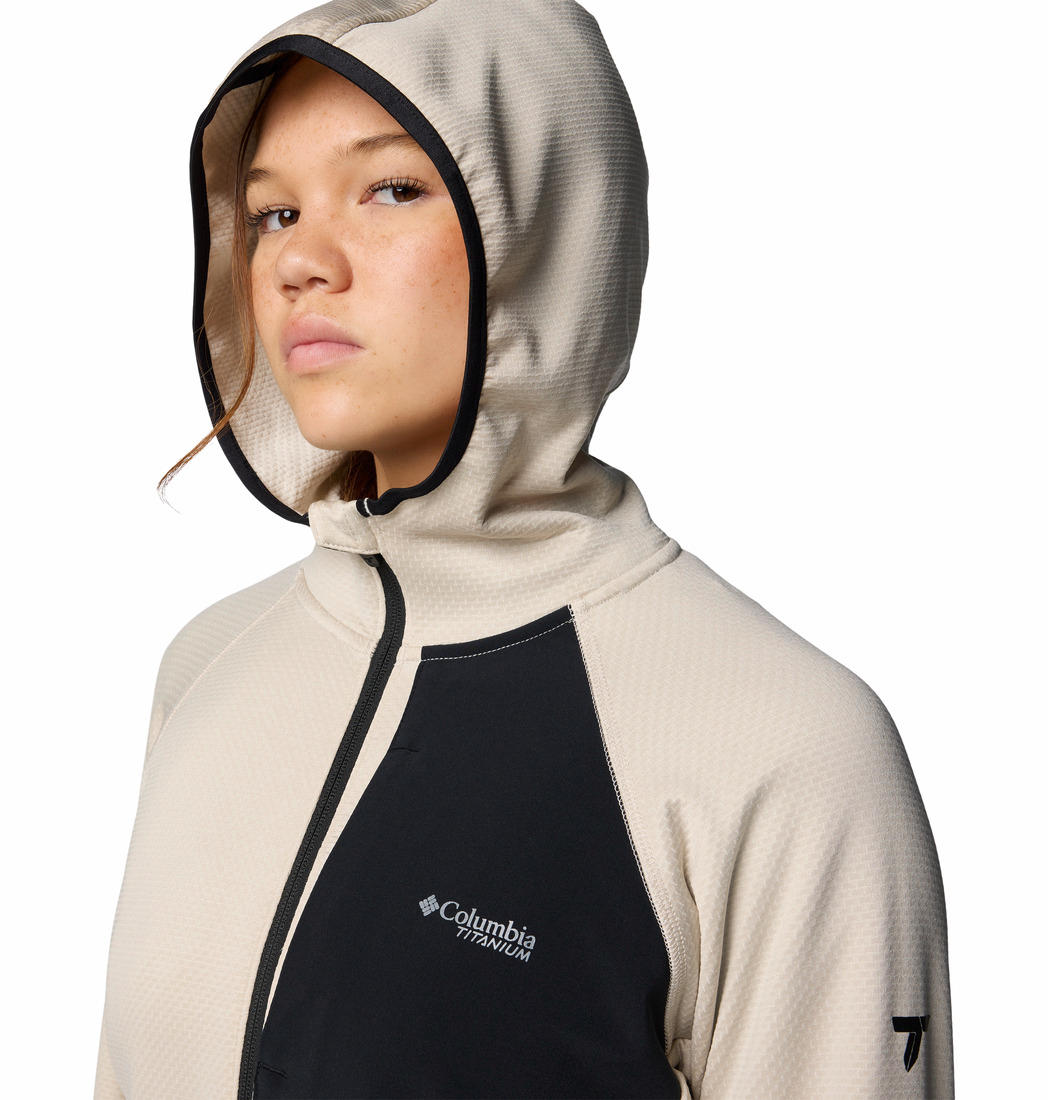 Columbia Women Beige Triple Canyon Grid Fleece Hooded FZ