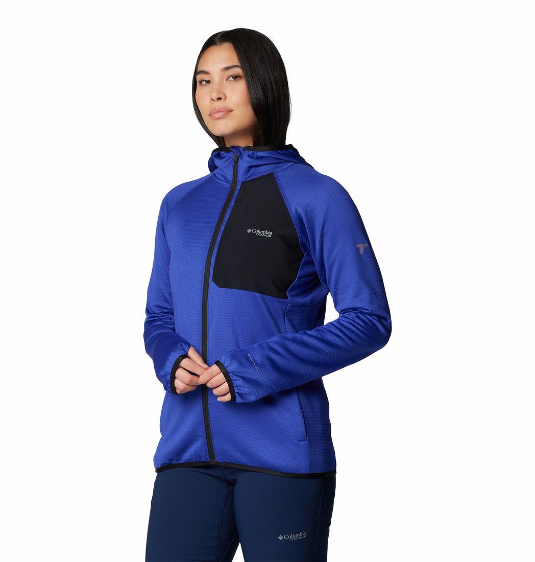 Columbia Women Blue Triple Canyon Grid Fleece Hooded FZ