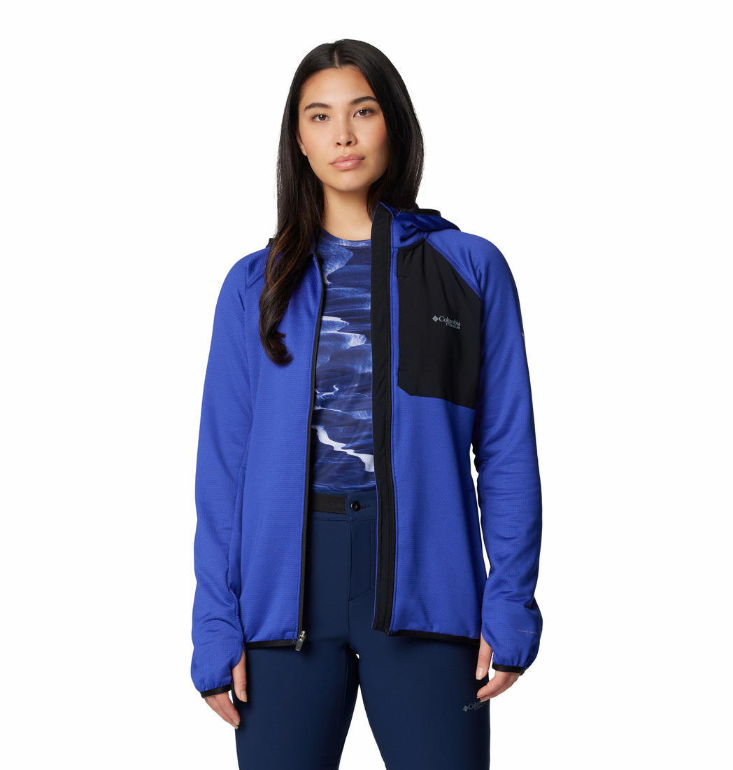 Columbia Women Blue Triple Canyon Grid Fleece Hooded FZ