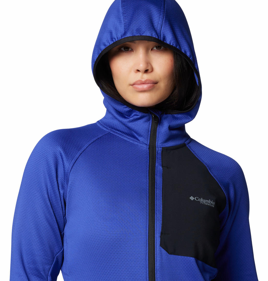 Columbia Women Blue Triple Canyon Grid Fleece Hooded FZ