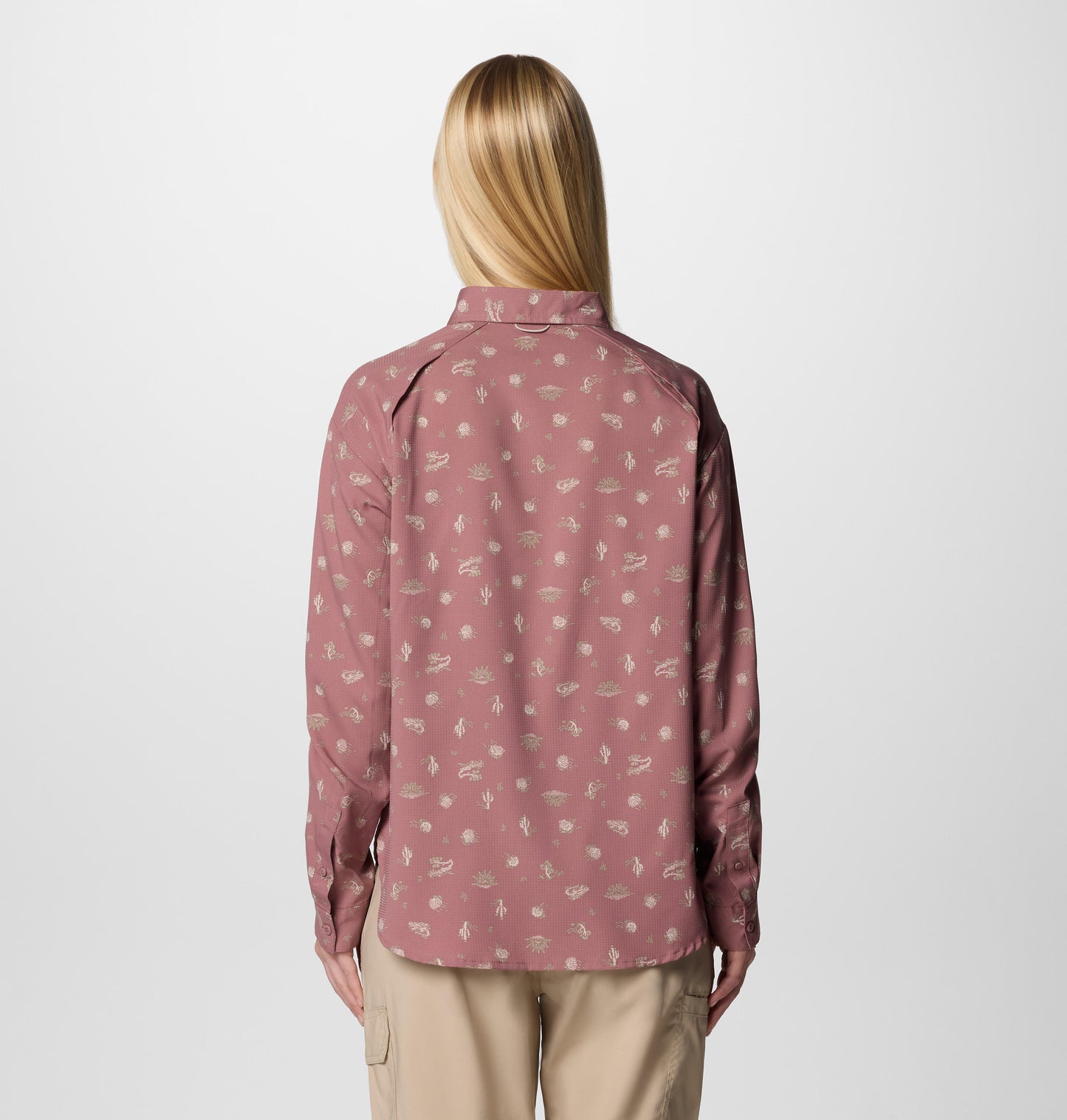 Columbia Womens Pink Omni-Wick Silver Ridge Utility Patterned Long Sleeve Shirt