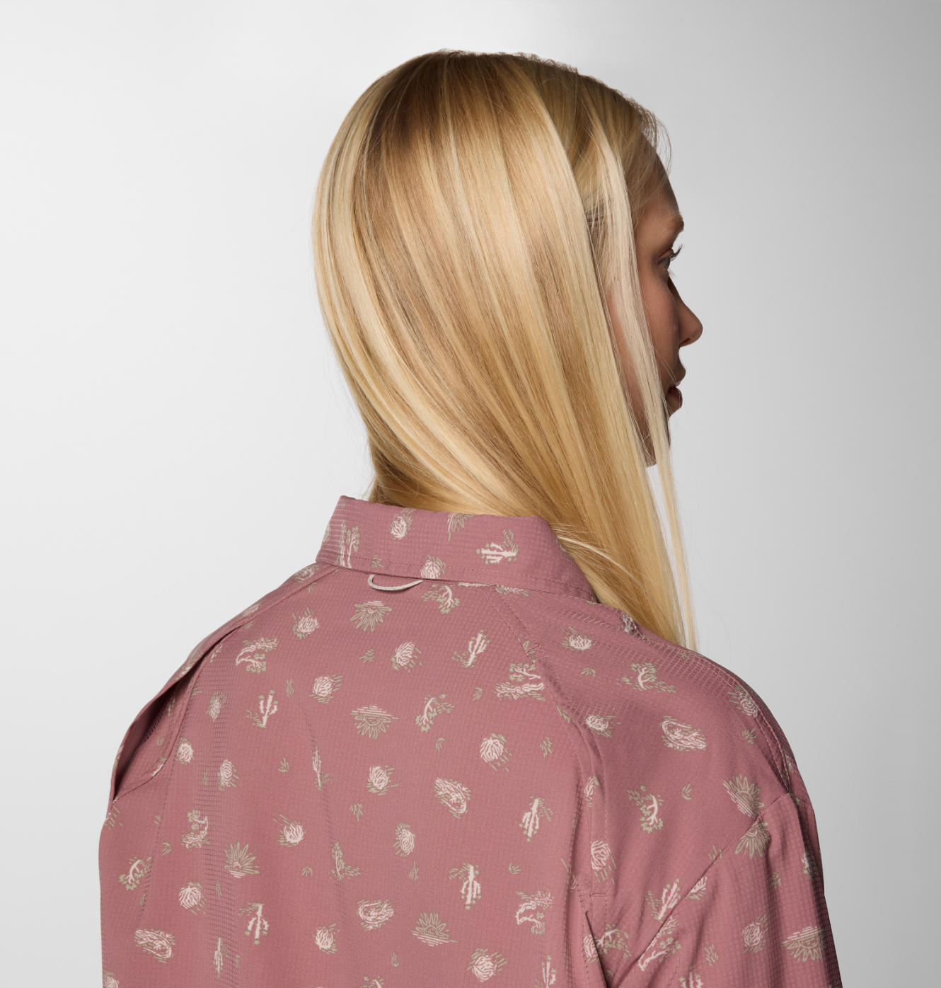 Columbia Womens Pink Omni-Wick Silver Ridge Utility Patterned Long Sleeve Shirt