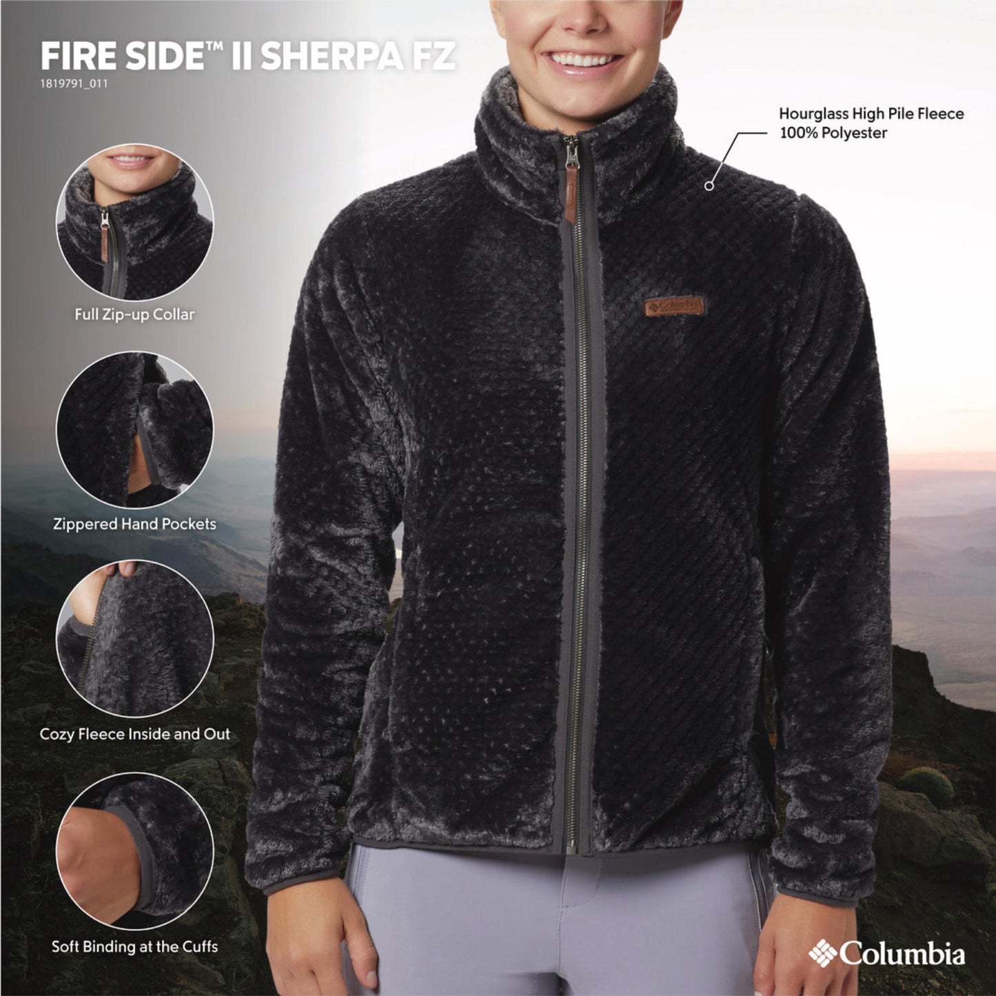 Columbia Women Black Fire Side II Sherpa FZ