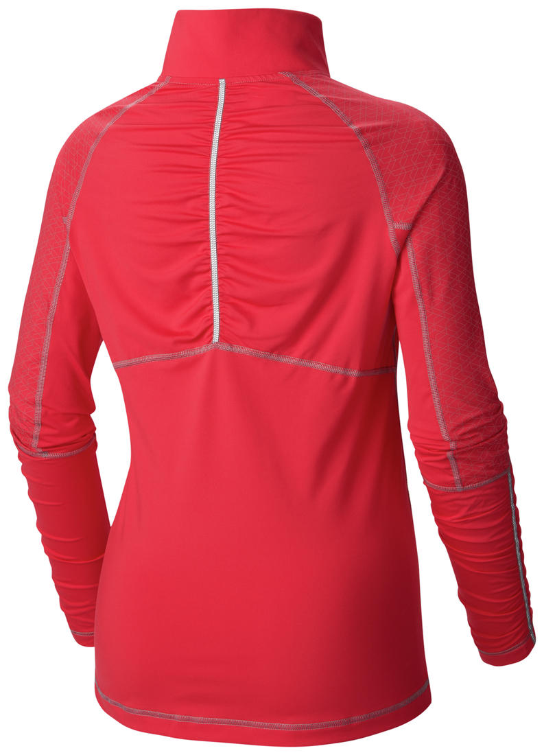 Columbia Women Red Trail Flash Half Zip Shirt (Sun Protection)