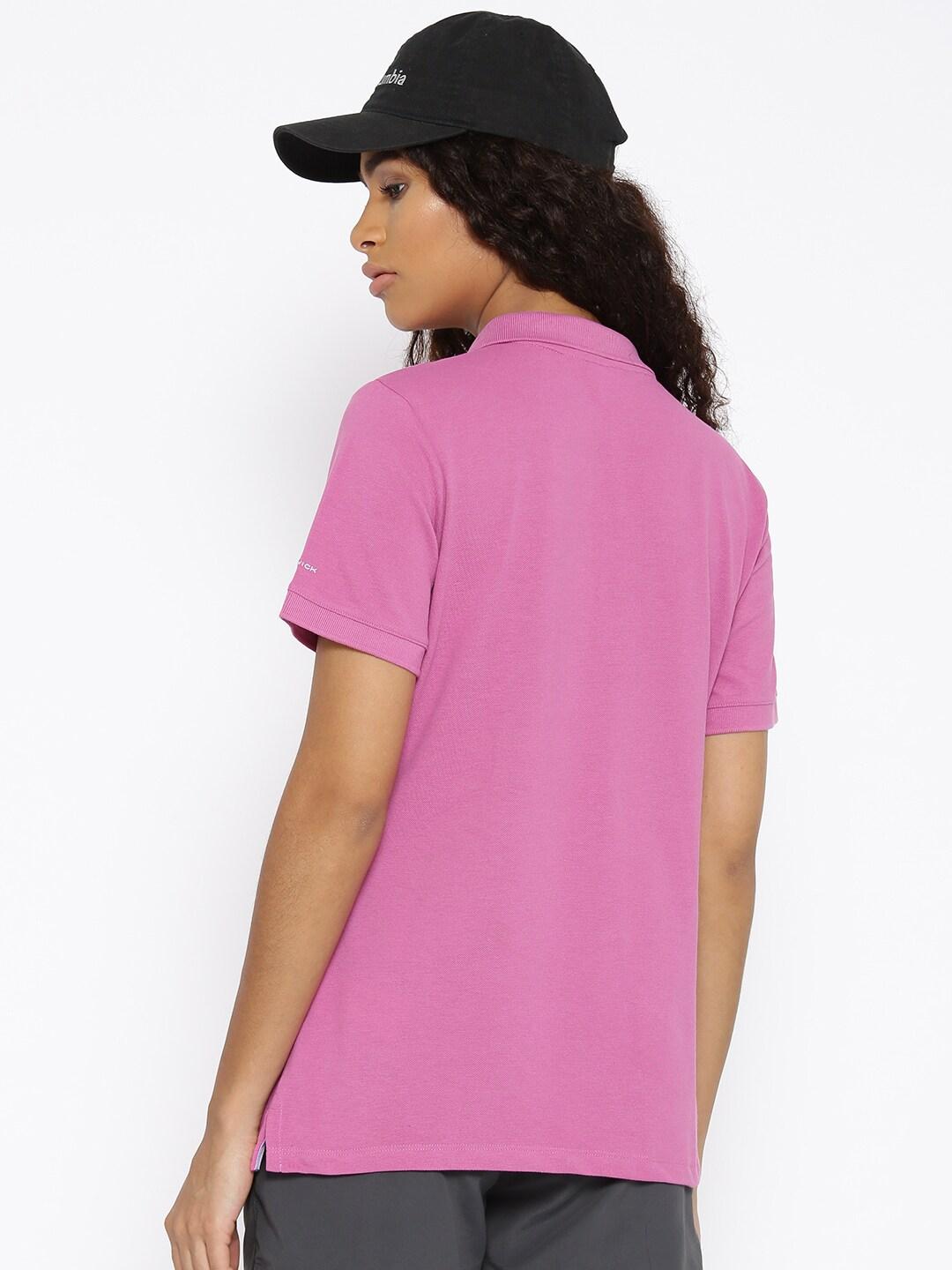 Columbia Women Purple Cascade Range Solid Polo (Sun Protection)
