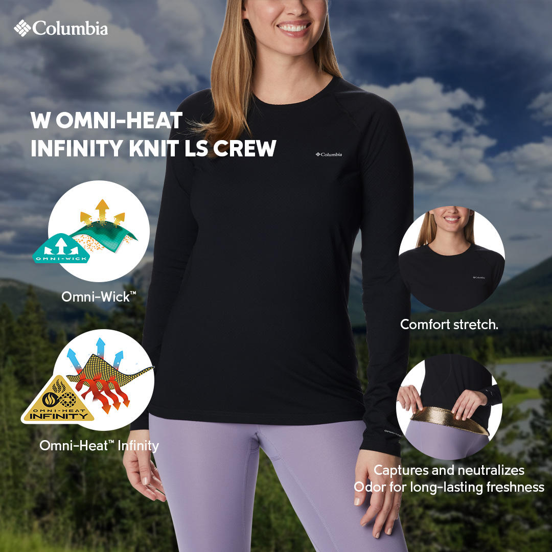 Columbia Women Black W Omni-Heat Infinity Knit LS Crew Baselayer Top (Non Returnable)
