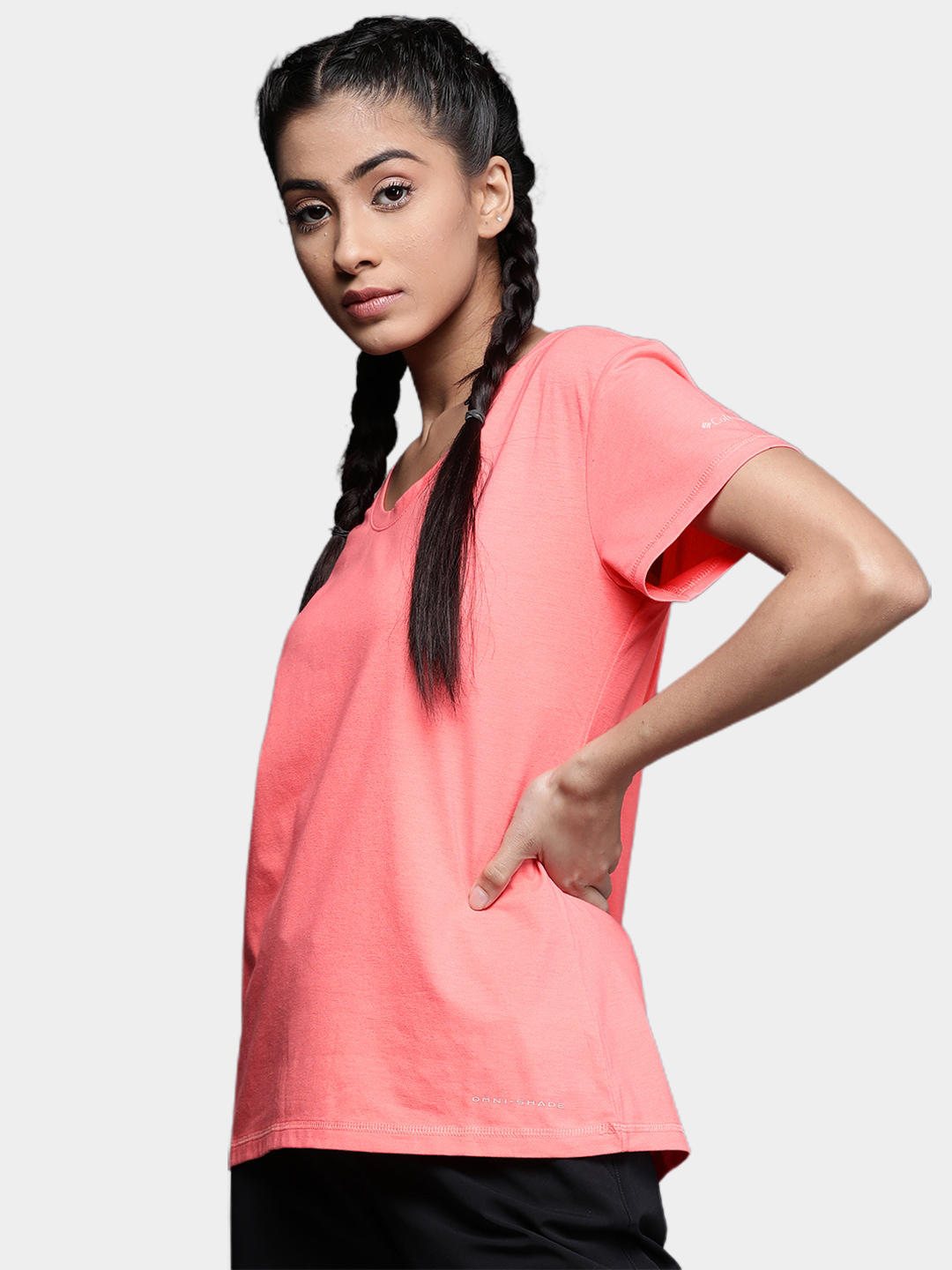 Columbia Women Pink Sun Trek SS T-Shirt
