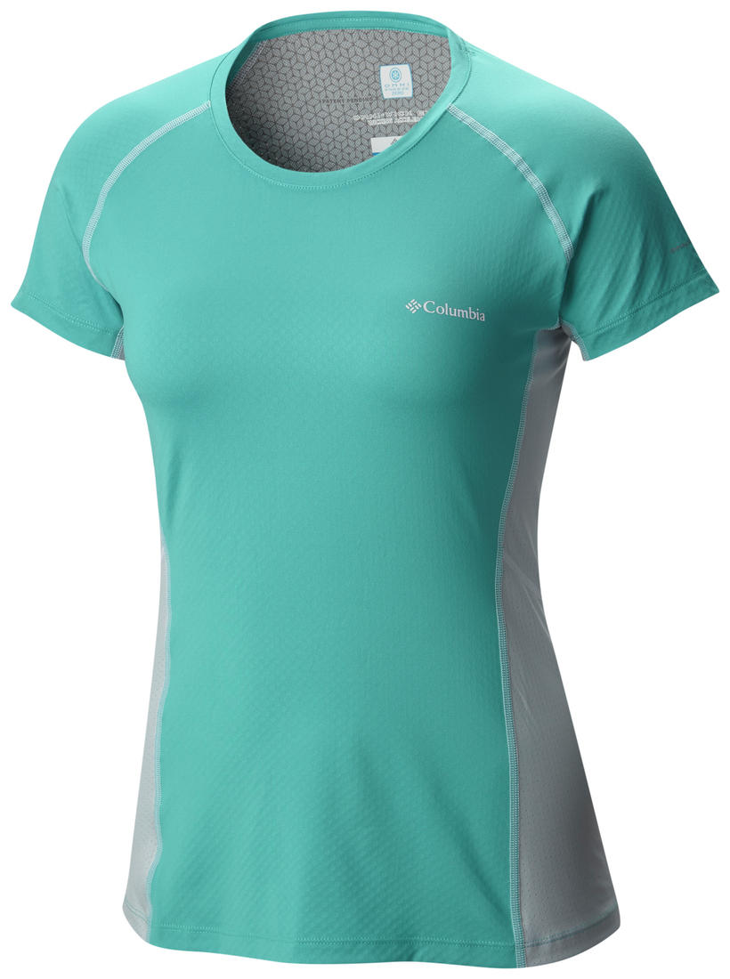 Columbia Women Green Freeze Degree III Short Sleeve Shirt (Sun Protection)