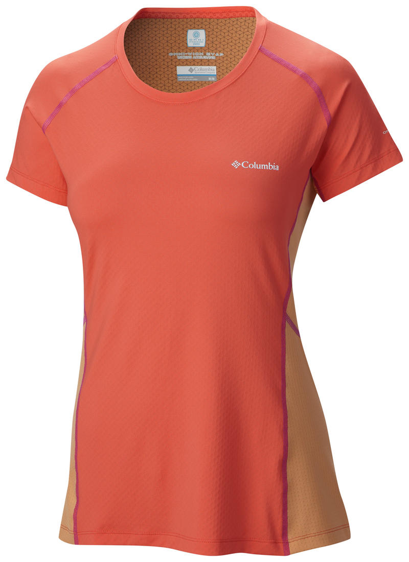 Columbia Women Orange Freeze Degree III Short Sleeve Shirt (Sun Protection)