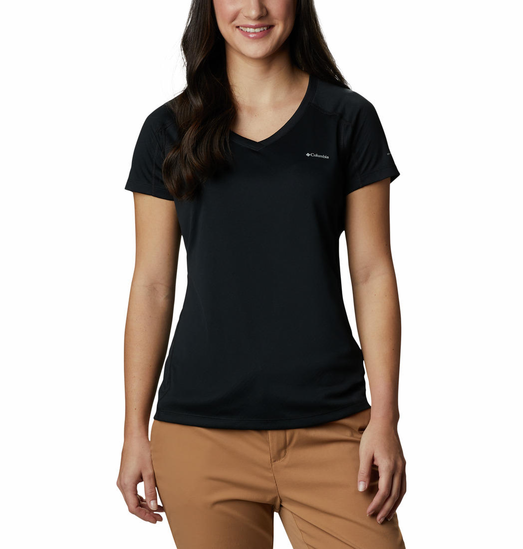 Columbia Women Black Zero Rules Short Sleeve Shirt (Sun Protection)