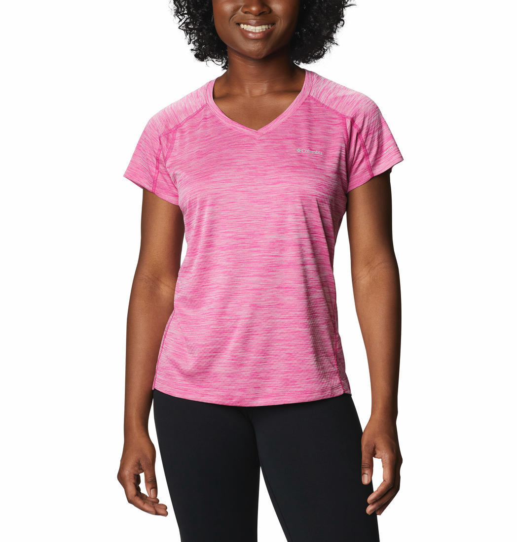 Columbia Women Red Zero Rules Short Sleeve Shirt (Sun Protection)