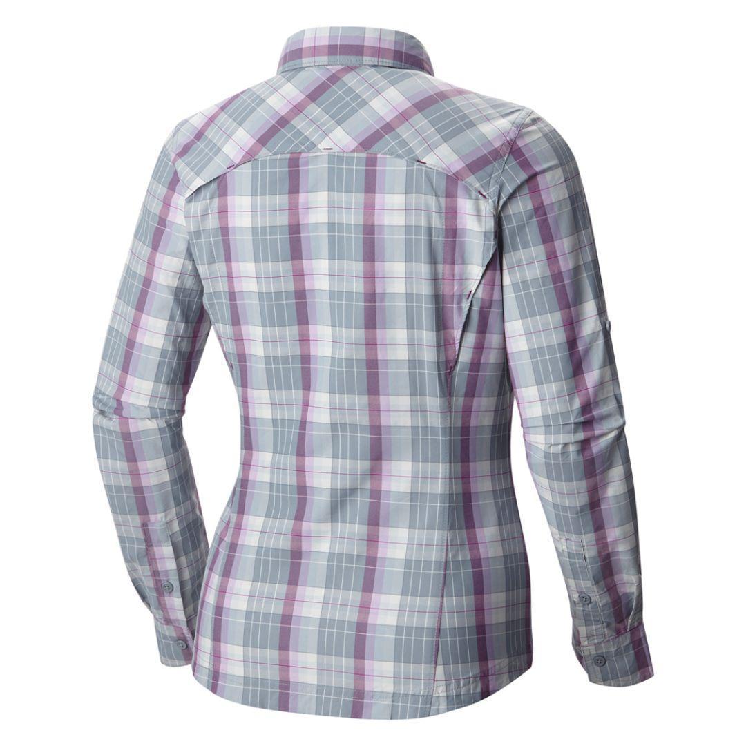 Columbia Women Purple Silver Ridge Plaid Long Sleeve Shirt (Sun Protection)