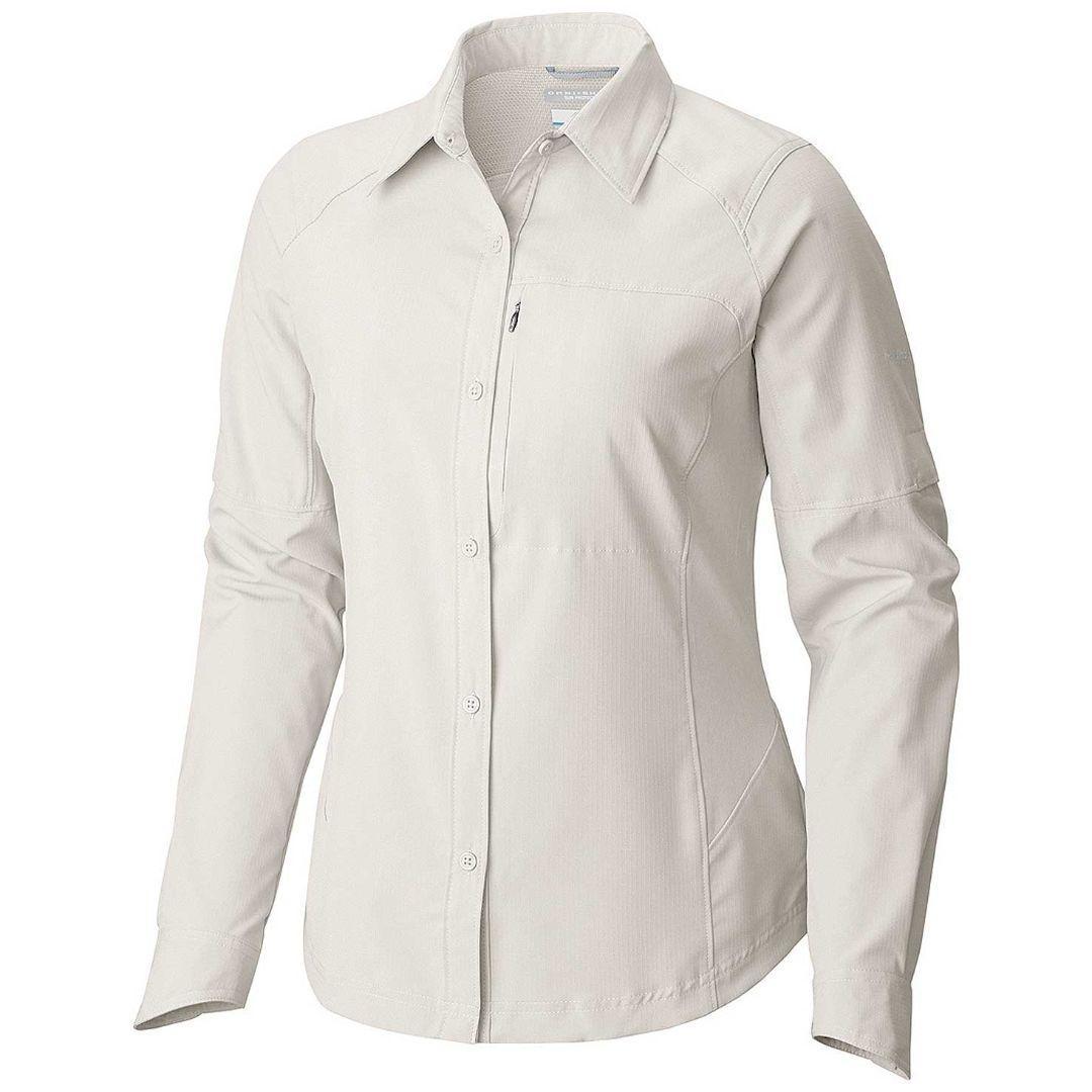 Columbia Women White Silver Ridge Long Sleeve Shirt (Sun Protection)