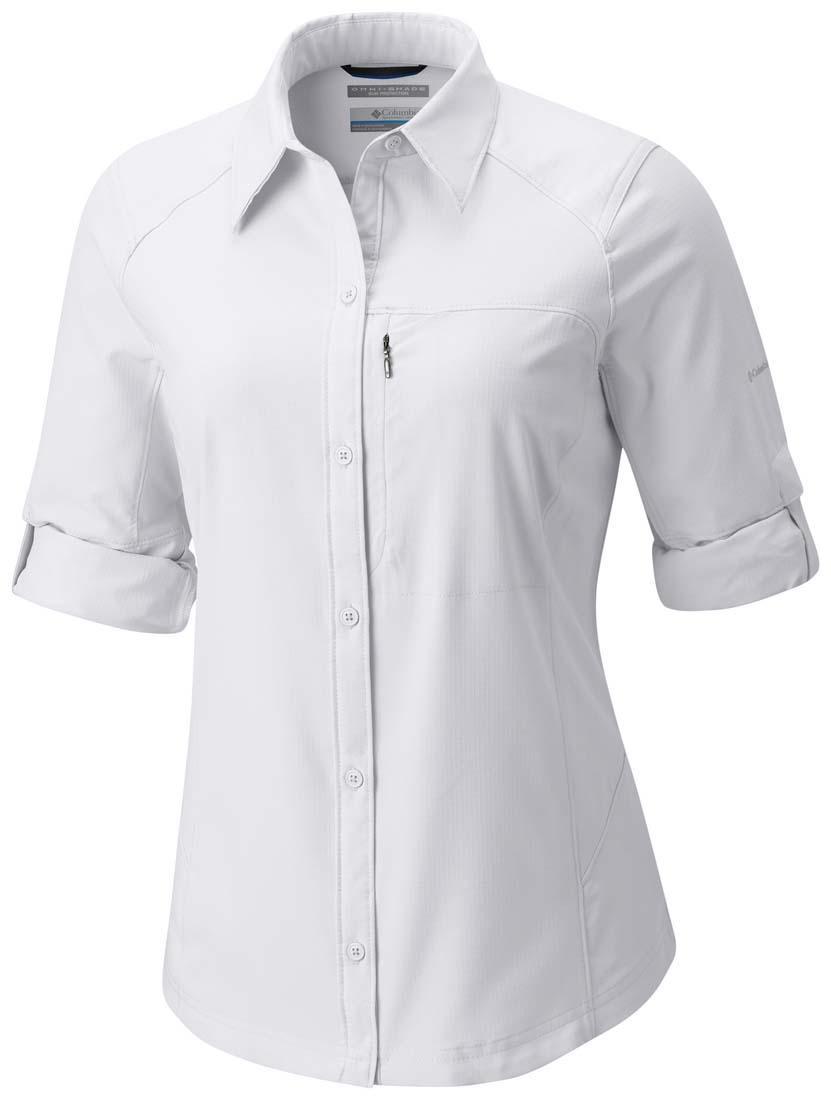 Columbia Women White Silver Ridge Long Sleeve Shirt (Sun Protection)