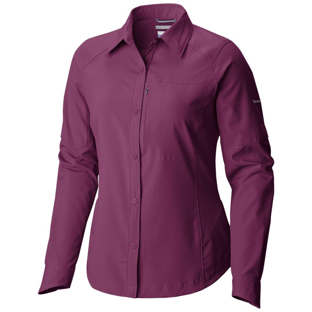Columbia Women Purple Silver Ridge Long Sleeve Shirt (Sun Protection)