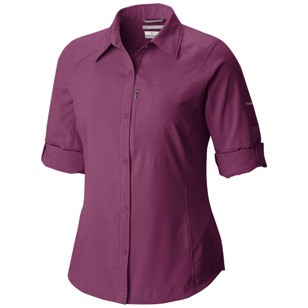 Columbia Women Purple Silver Ridge Long Sleeve Shirt (Sun Protection)