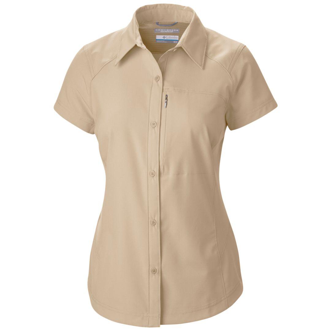 Columbia Women Beige Silver Ridge Short Sleeve Shirt