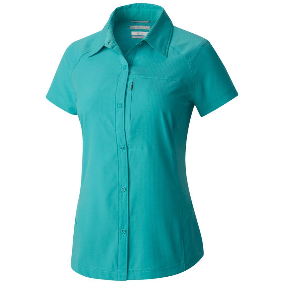 Columbia Women Green Silver Ridge Short Sleeve Shirt