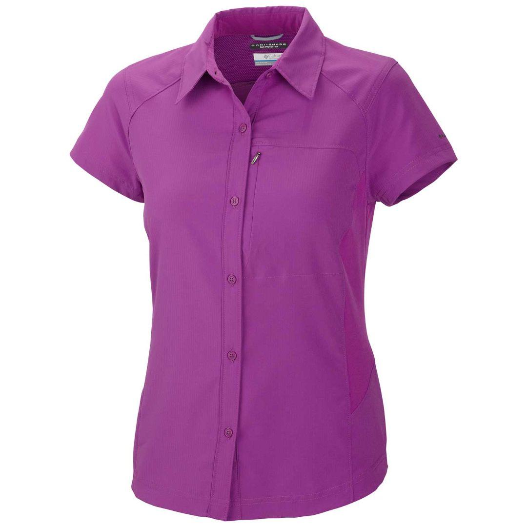 Columbia Women Purple Silver Ridge Short Sleeve Shirt