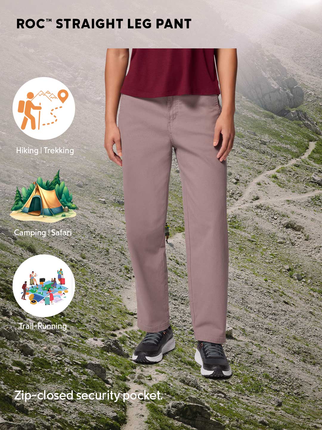 Columbia Women Mauve ROC Straight Leg Pant