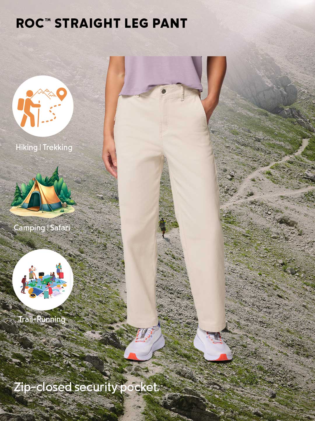 Columbia Women Beige ROC Straight Leg Pant