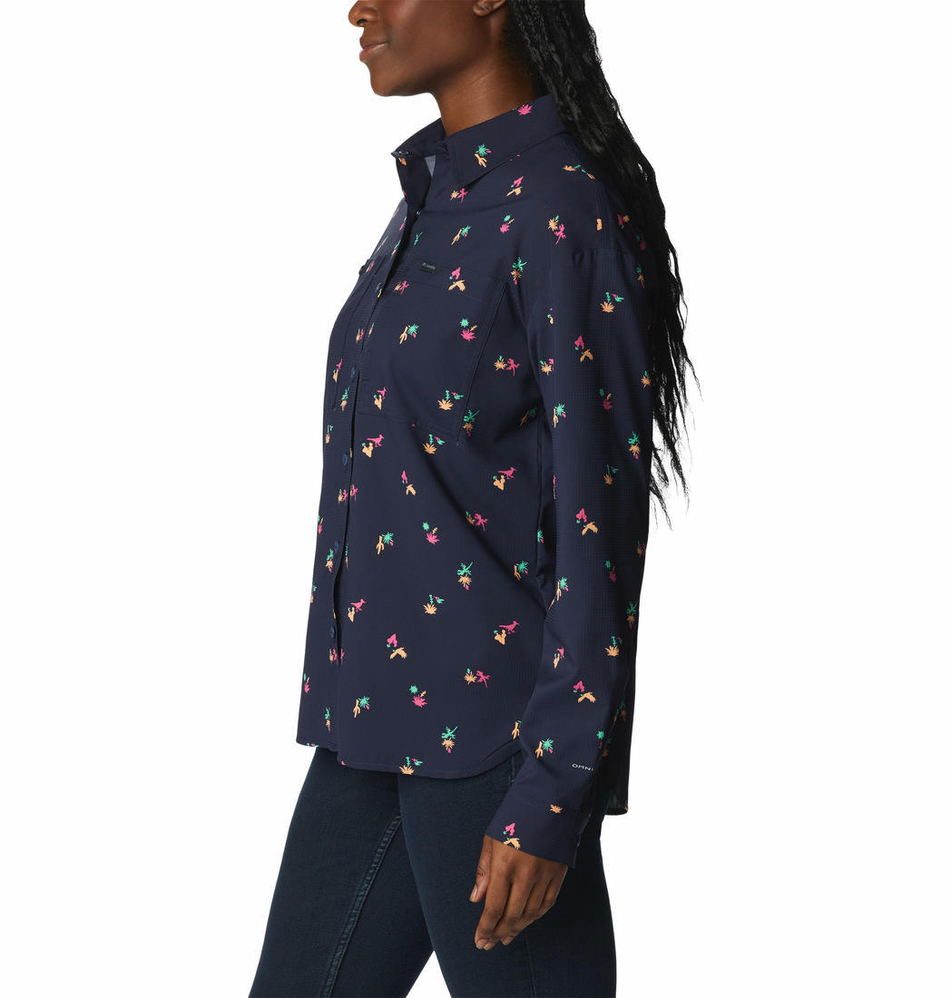 Columbia Women Blue Silver Ridge Utility Patterned Long Sleeve Shirt