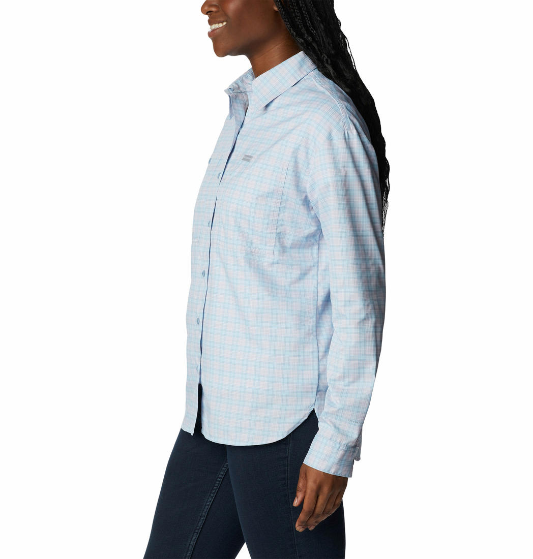 Columbia Womens PURPLE Silver Ridge Utility Patterned LS Shirt
