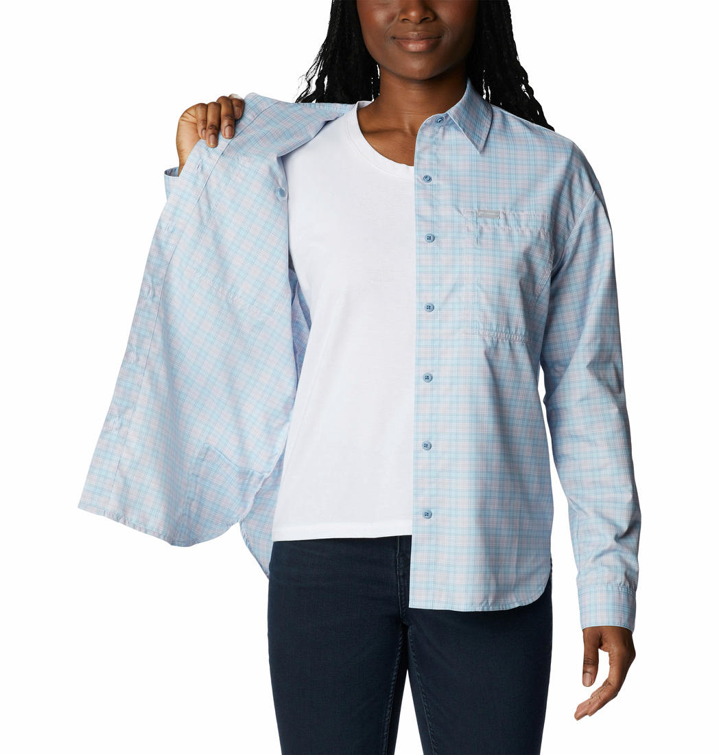 Columbia Womens PURPLE Silver Ridge Utility Patterned LS Shirt