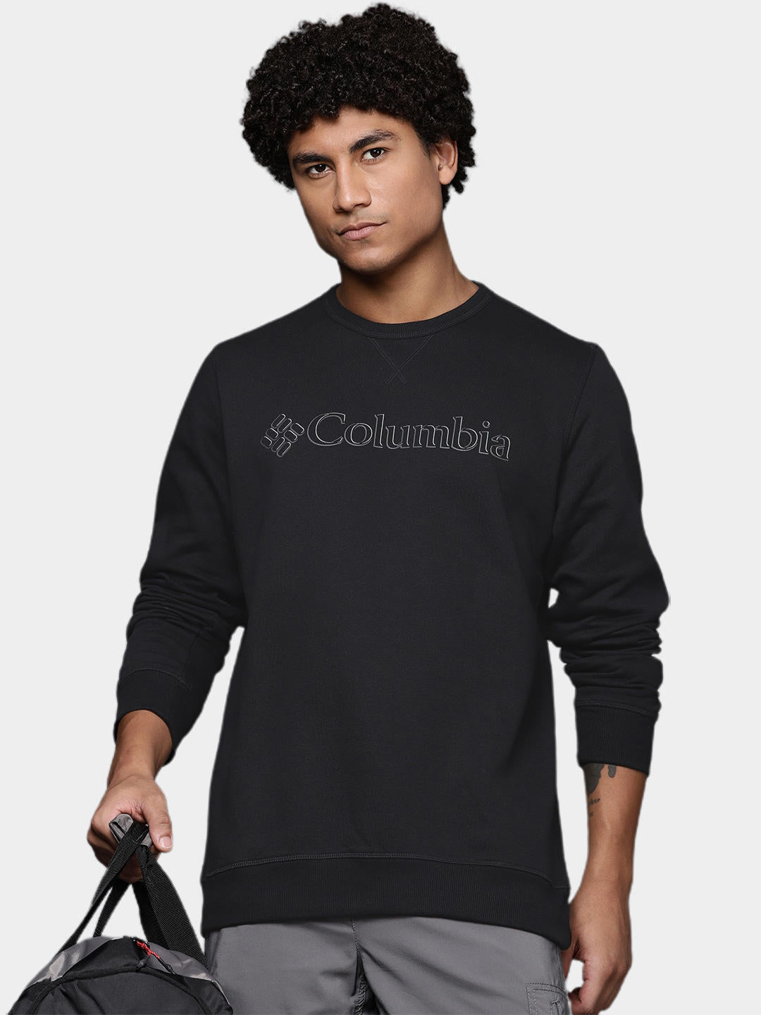 Columbia Men Black M Columbia Logo Fleece Crew (Sun Protection)