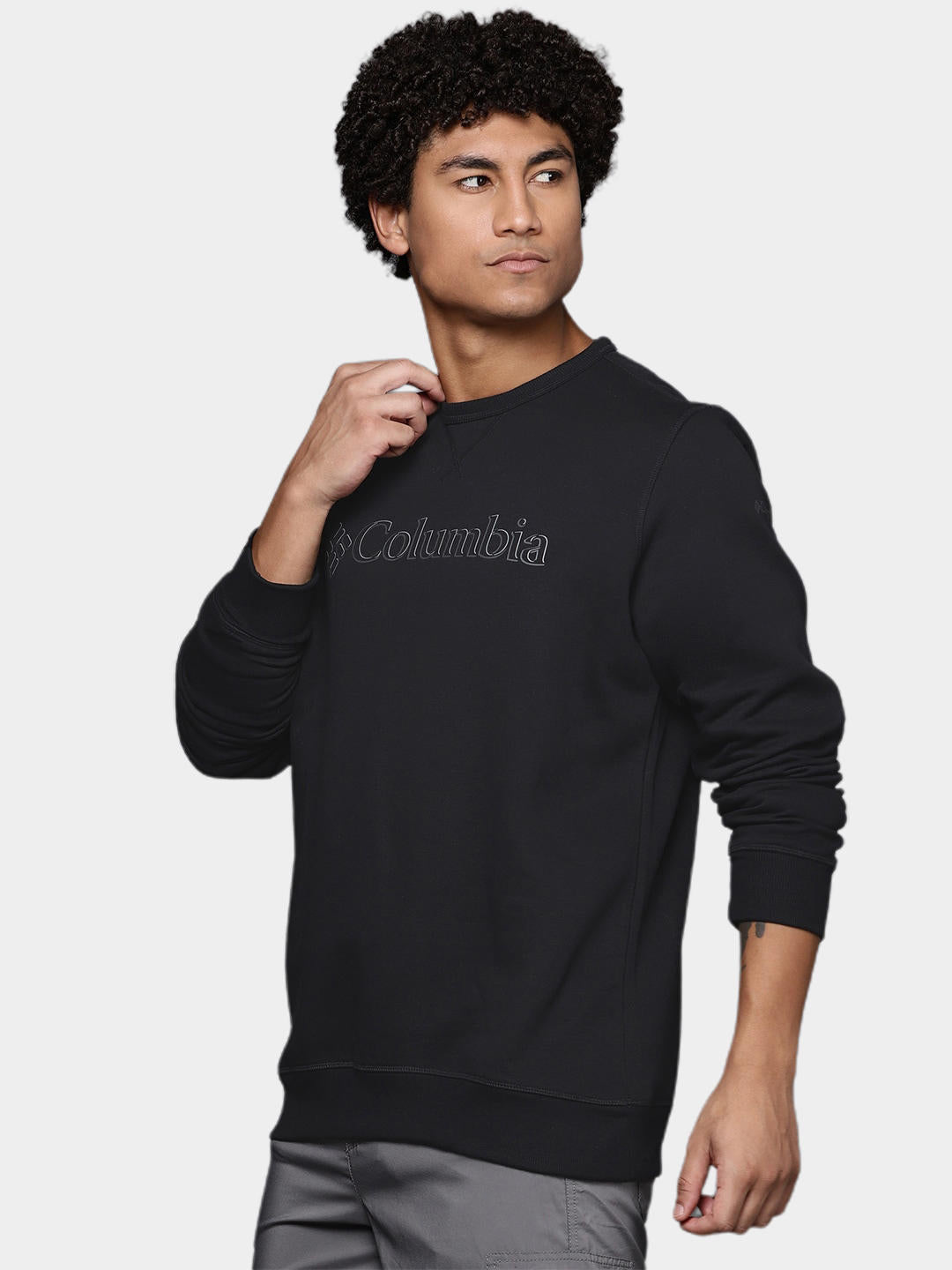 Columbia Men Black M Columbia Logo Fleece Crew (Sun Protection)