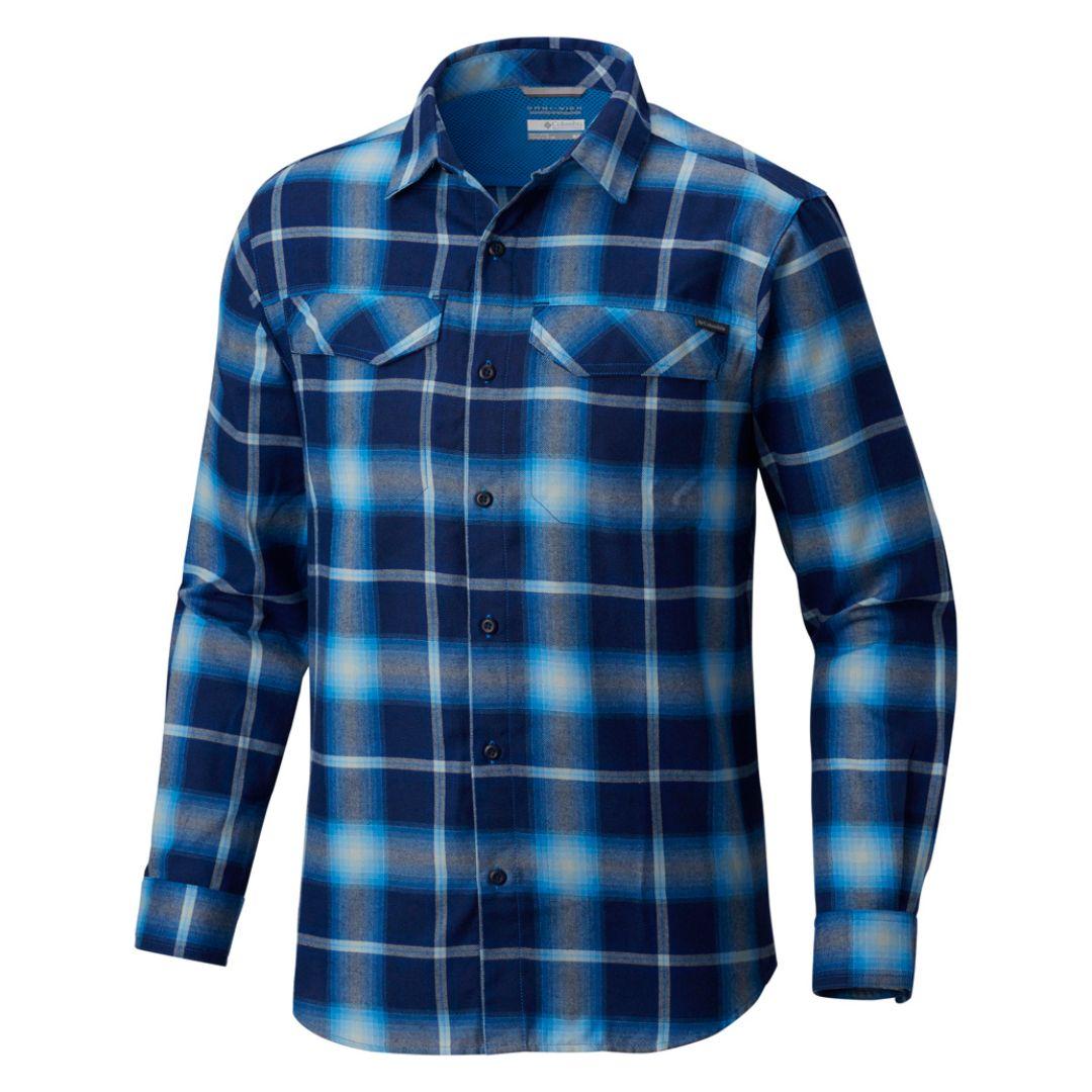 Columbia Men Blue Silver Ridge Flannel Long Sleeve Shirt