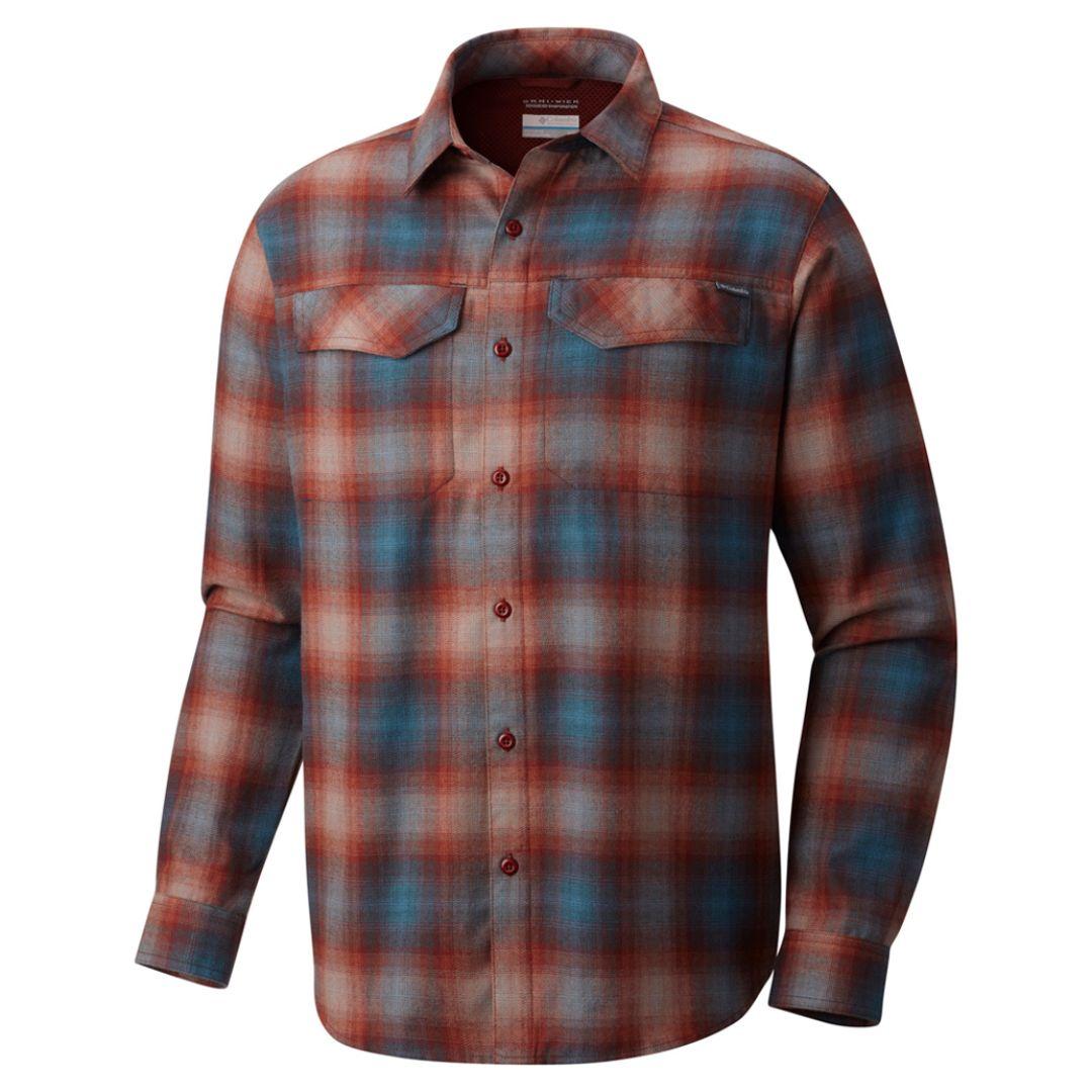Columbia Men Orange Silver Ridge Flannel Long Sleeve Shirt