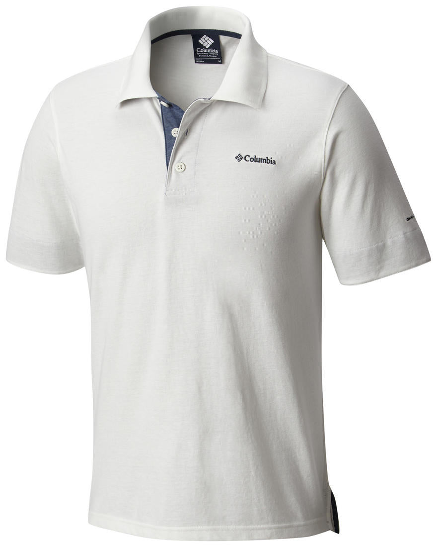 Columbia Men White Vertical Relief Polo