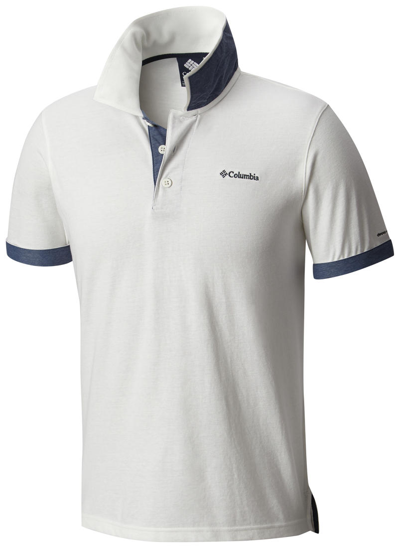 Columbia Men White Vertical Relief Polo
