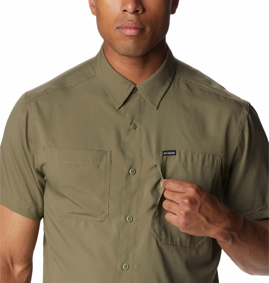 Columbia Mens GREEN Silver Ridge Utility Lite Short Sleeve