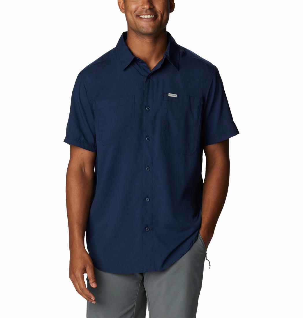 Columbia Mens BLUE Silver Ridge Utility Lite Short Sleeve