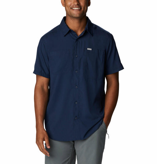 Columbia Mens BLUE Silver Ridge Utility Lite Short Sleeve