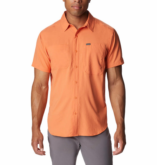 Columbia Mens ORANGE Silver Ridge Utility Lite Short Sleeve