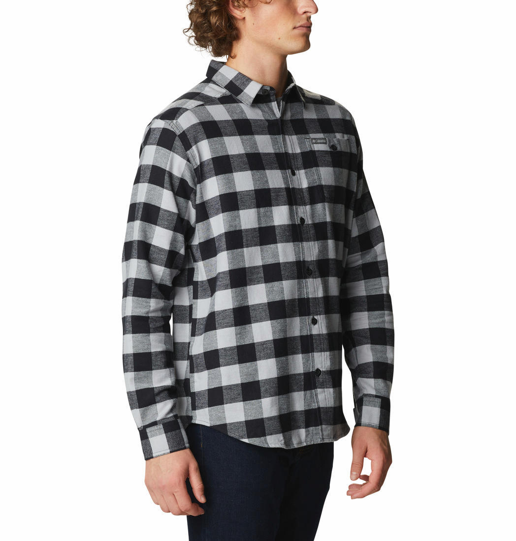 Columbia Men Grey Cornell Woods Flannel Long Sleeve Shirt