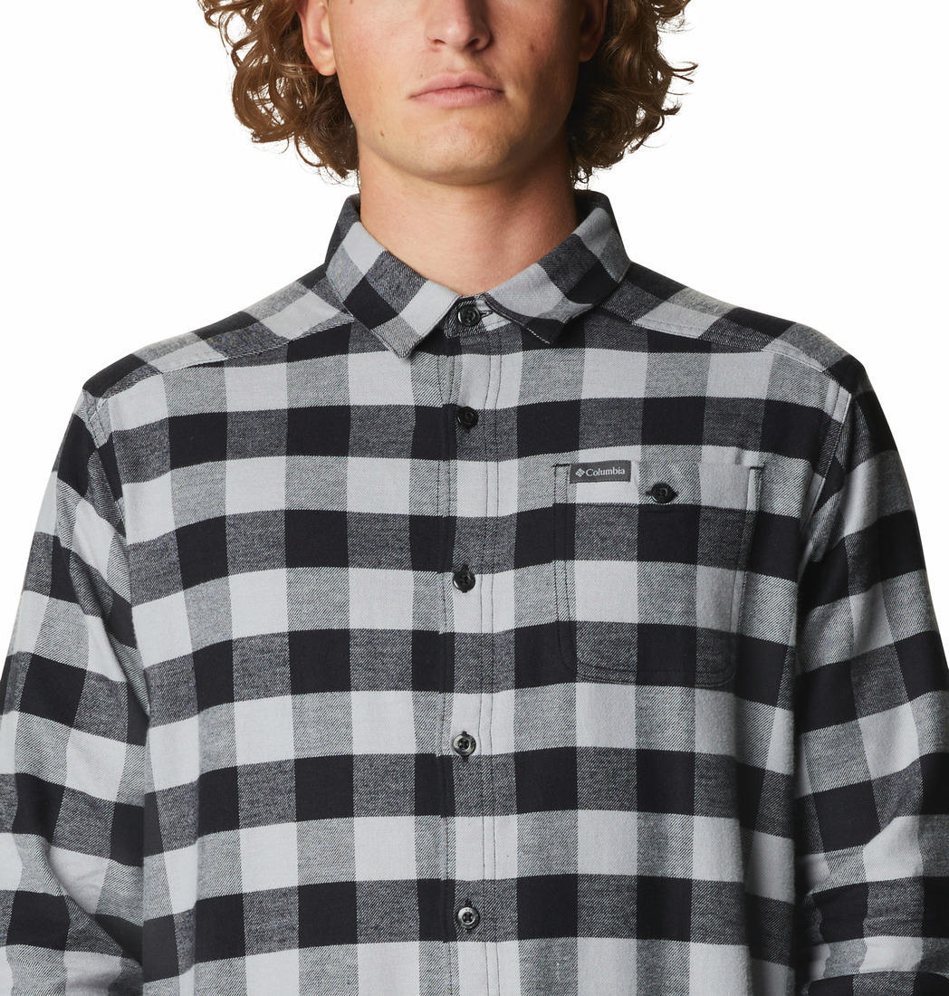 Columbia Men Grey Cornell Woods Flannel Long Sleeve Shirt