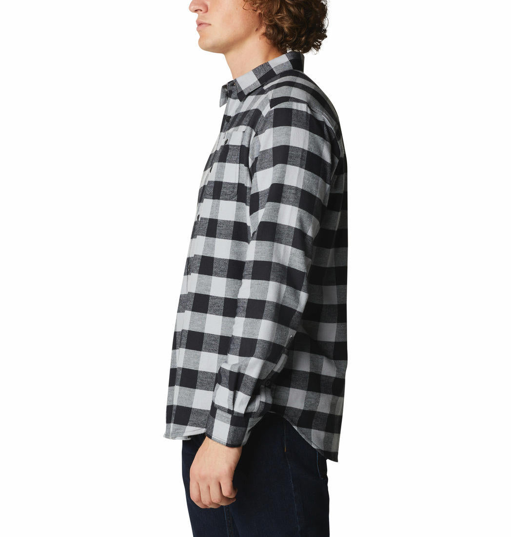 Columbia Men Grey Cornell Woods Flannel Long Sleeve Shirt