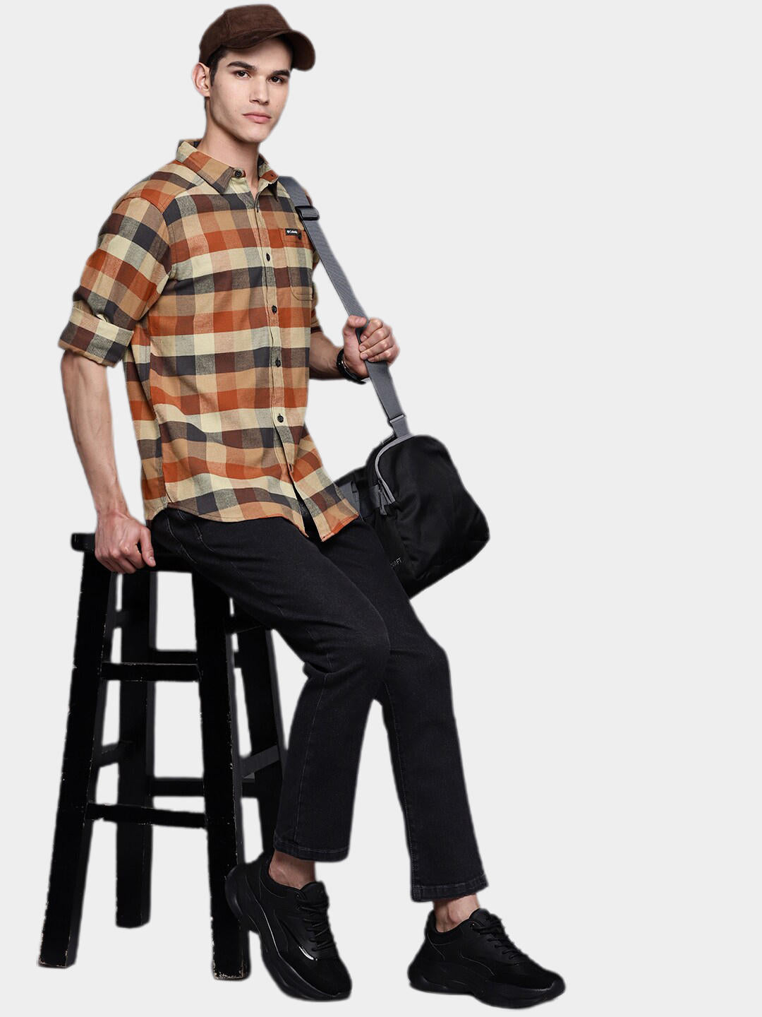 Columbia Men Brown Cornell Woods Flannel Long Sleeve Shirt