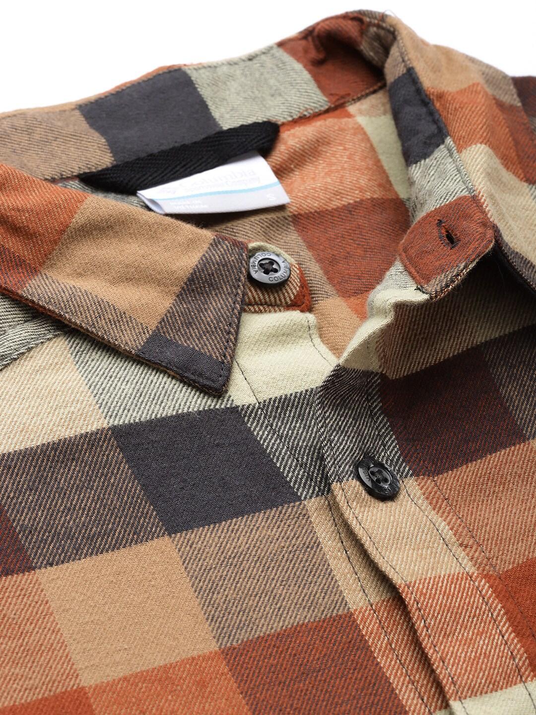 Columbia Men Brown Cornell Woods Flannel Long Sleeve Shirt