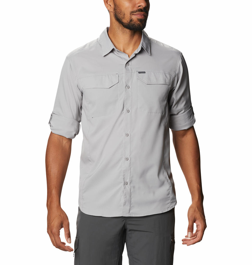 Columbia Men Grey Silver Ridge Lite Long Sleeve Shirt (Sun Protection)