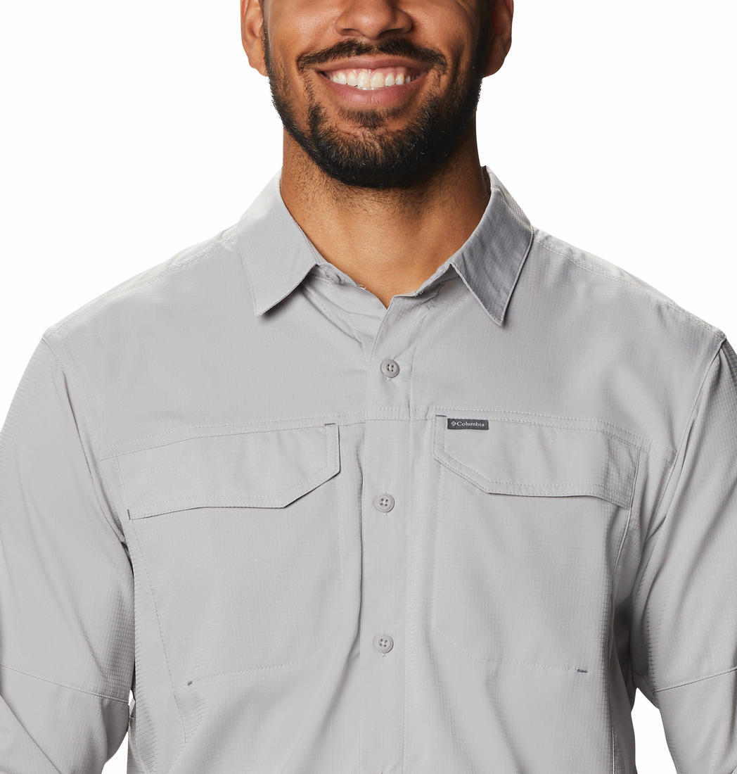 Columbia Men Grey Silver Ridge Lite Long Sleeve Shirt (Sun Protection)