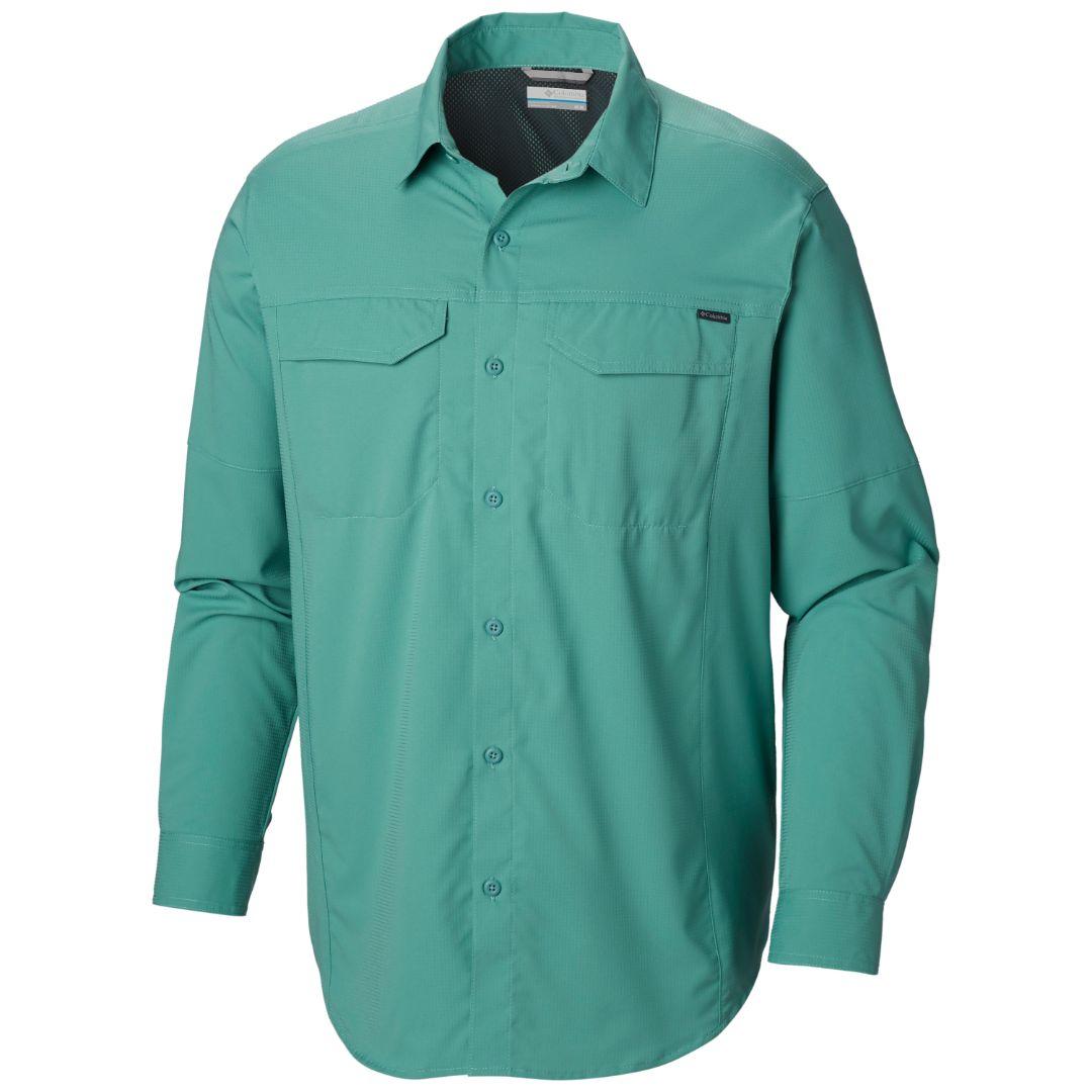 Columbia Men Green Silver Ridge Lite Long Sleeve Shirt (Sun Protection)