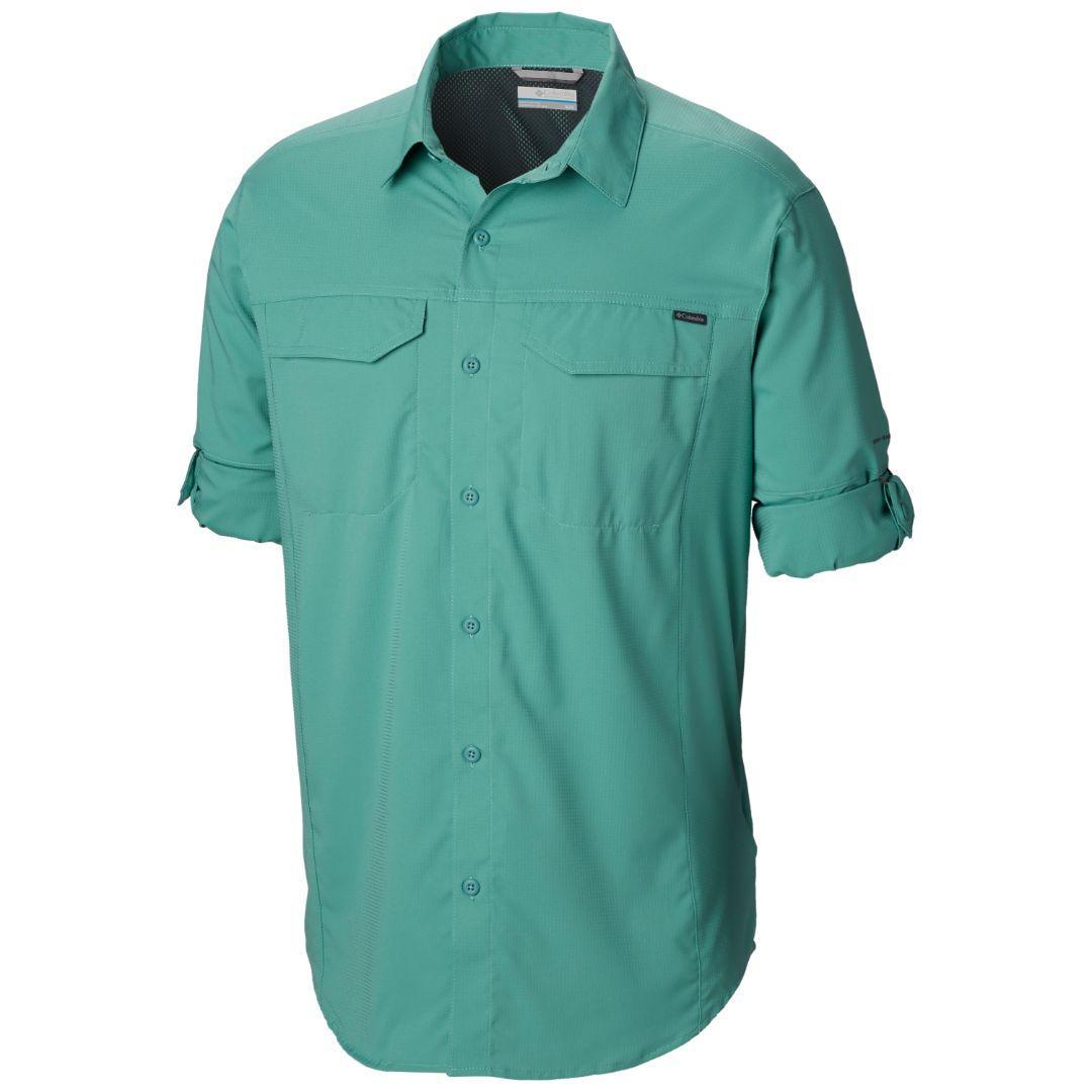 Columbia Men Green Silver Ridge Lite Long Sleeve Shirt (Sun Protection)