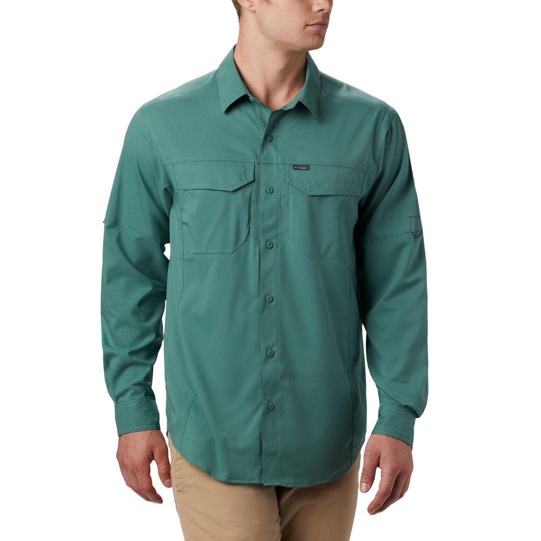Columbia Men Green Silver Ridge Lite Long Sleeve Shirt (Sun Protection)
