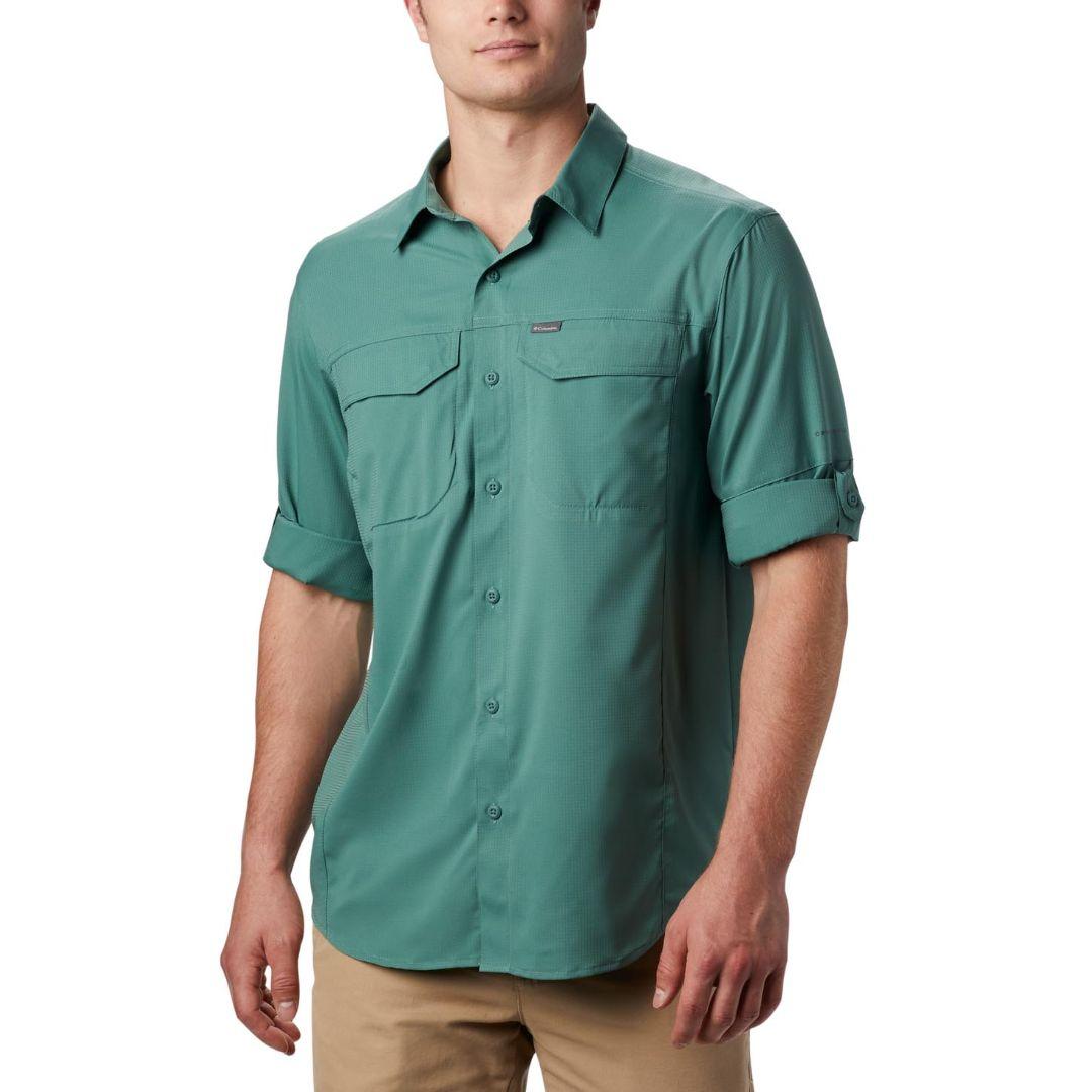 Columbia Men Green Silver Ridge Lite Long Sleeve Shirt (Sun Protection)