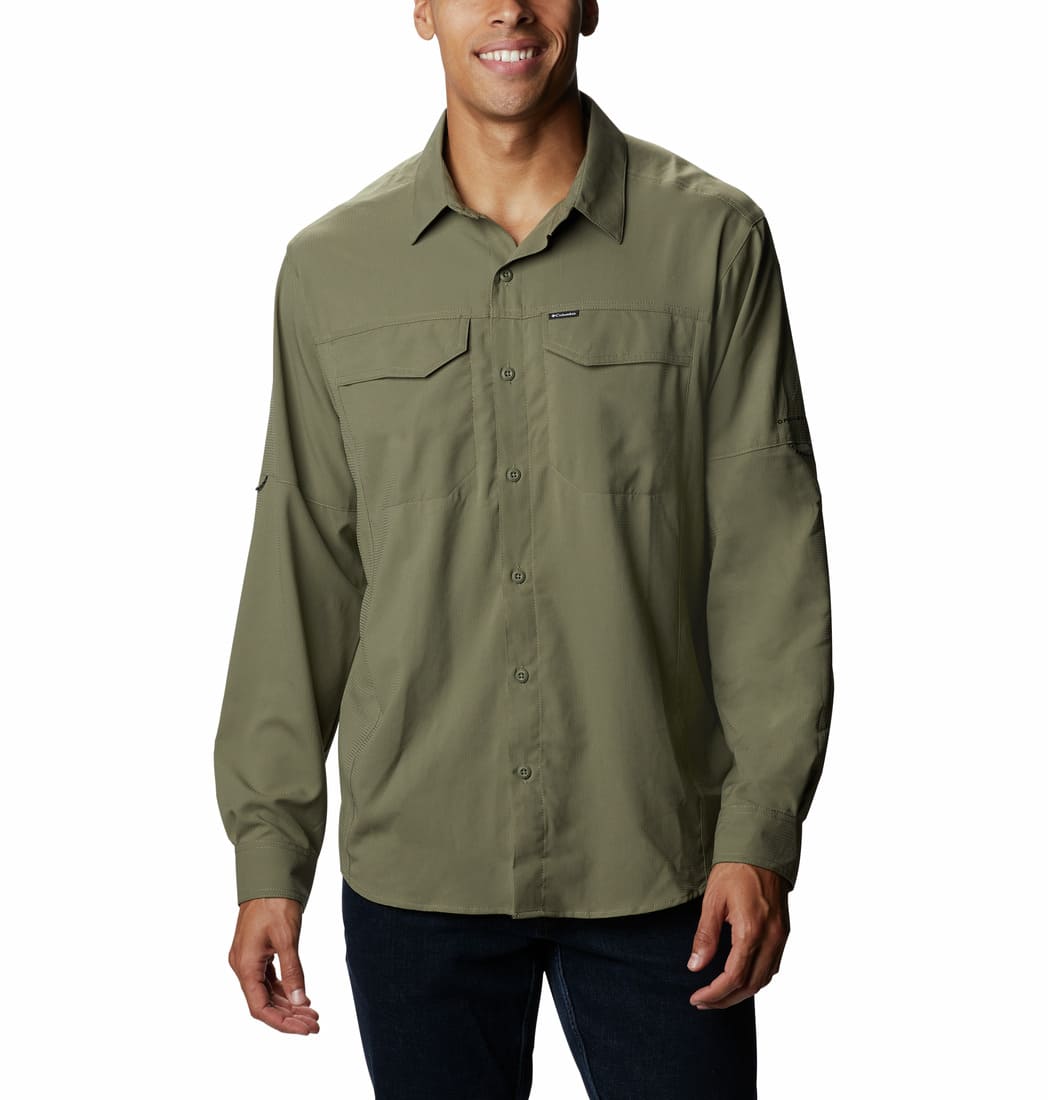 Columbia Men Green Silver Ridge Lite Long Sleeve Shirt (Sun Protection)